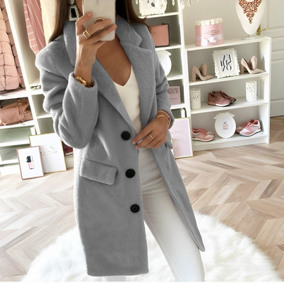 Elinor – Wool Blend Long Jacket – Gray 0