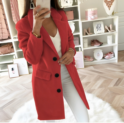 Elinor – Wool Blend Long Jacket – Gray 2