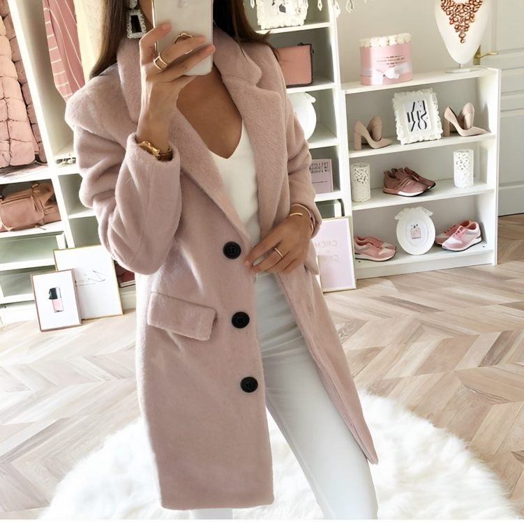 Elinor – Wool Blend Long Jacket – Gray 3