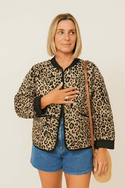 Else – Quilted Animal Print Jacket – Soft Fabric – Black 0