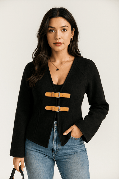 Emma – V-Neck Womens Blazer – Structured Fabric – Cream 5