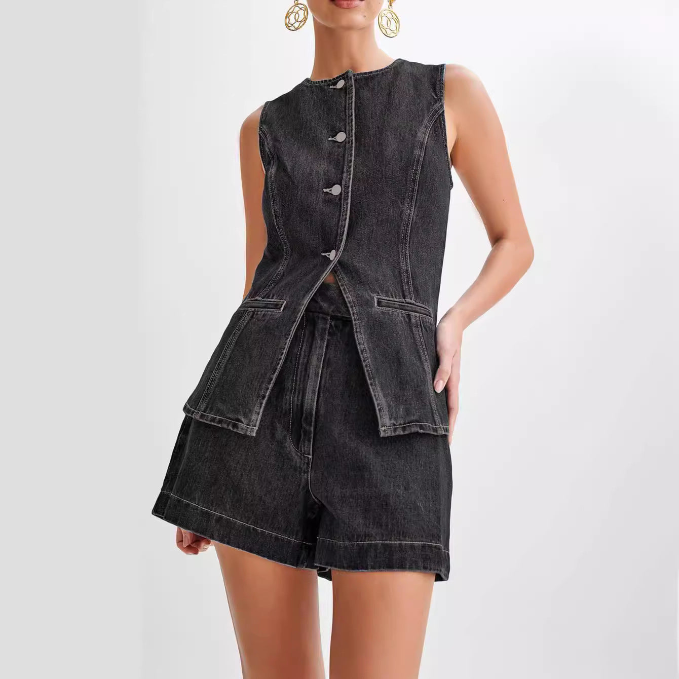 Esandro Vale™ – Denim Two Piece Set – Premium Denim – Blue 12