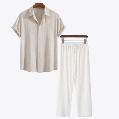 Esandro Vale™ – Men's Linen Two Piece Set – Breathable Fabric – Light Beige 0