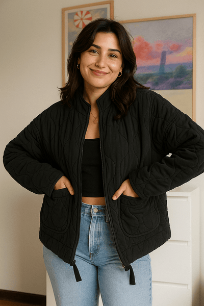 Eva – Quilted Jacket – Stand-Up Collar – Black 0