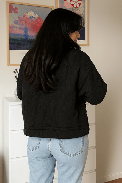 Eva – Quilted Jacket – Stand-Up Collar – Black 1