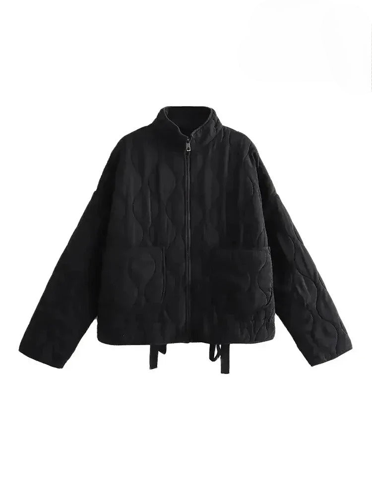 Eva – Quilted Jacket – Stand-Up Collar – Black 2