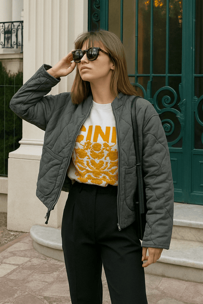 Eva – Quilted Jacket – Stand-Up Collar – Black 3