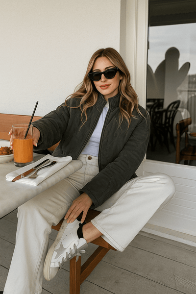 Eva – Quilted Jacket – Stand-Up Collar – Black 4