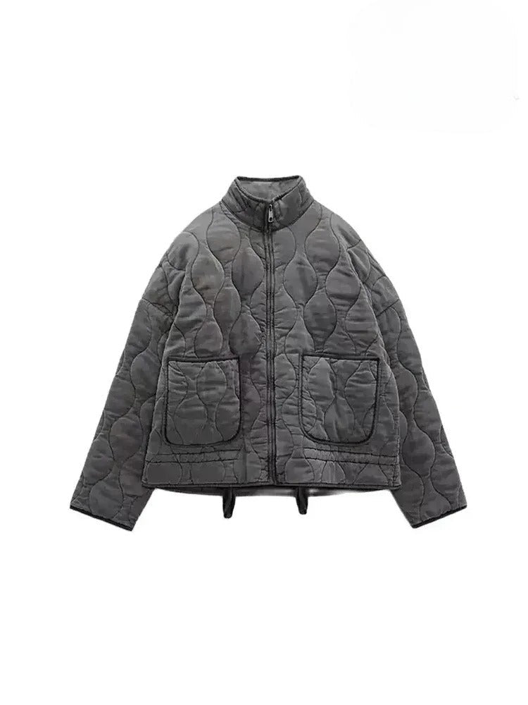 Eva – Quilted Jacket – Stand-Up Collar – Black 6