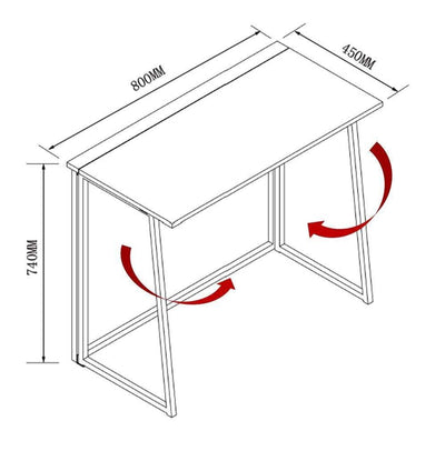 Folding Desk – Compact Design – MDF with Steel Legs – White – 80 x 45 cm 1