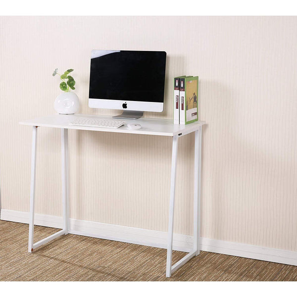 Folding Desk – Compact Design – MDF with Steel Legs – White – 80 x 45 cm 2