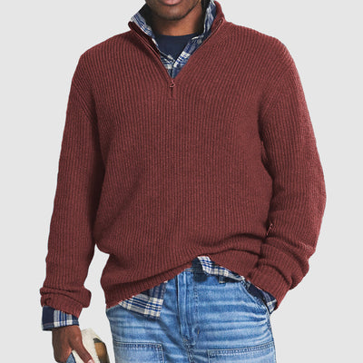 French – Men's Cashmere Sweater – Zipper Detail – Classic Gray 0