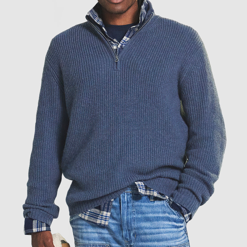 French – Men's Cashmere Sweater – Zipper Detail – Classic Gray 6
