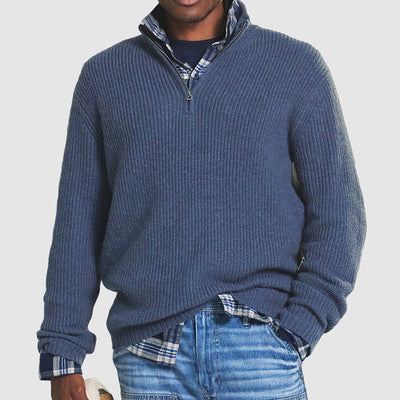 French – Men's Cashmere Sweater – Zipper Detail – Classic Gray 6