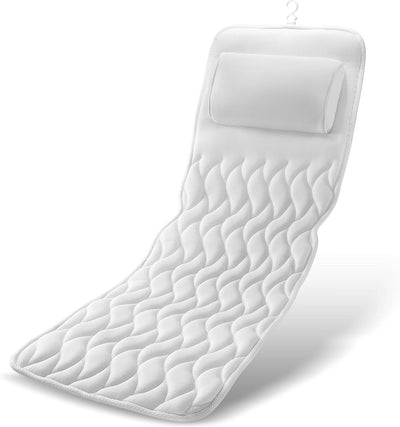 Full Body Bathtub Pillow – Ergonomic Design – Water-Resistant – White – Luxe Collection 0