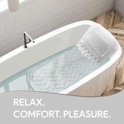 Full Body Bathtub Pillow – Ergonomic Design – Water-Resistant – White – Luxe Collection 2
