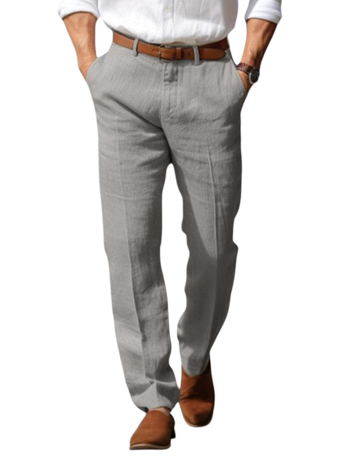 George – Men's Linen Trousers – Breathable – Light Beige 4