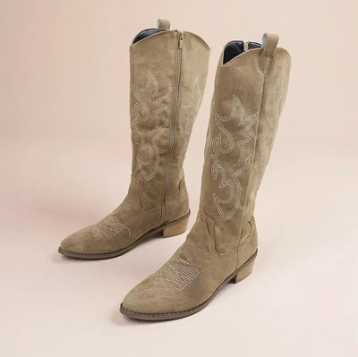 Georgia – Knee-Length Cowboy Boots – Embroidered – Black 4