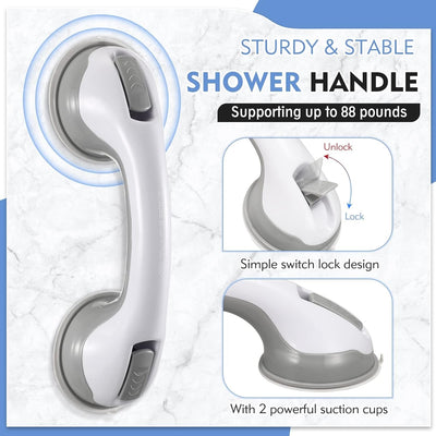 Grab Bar – Suction Cup Mount – Plastic – White – Compact Design