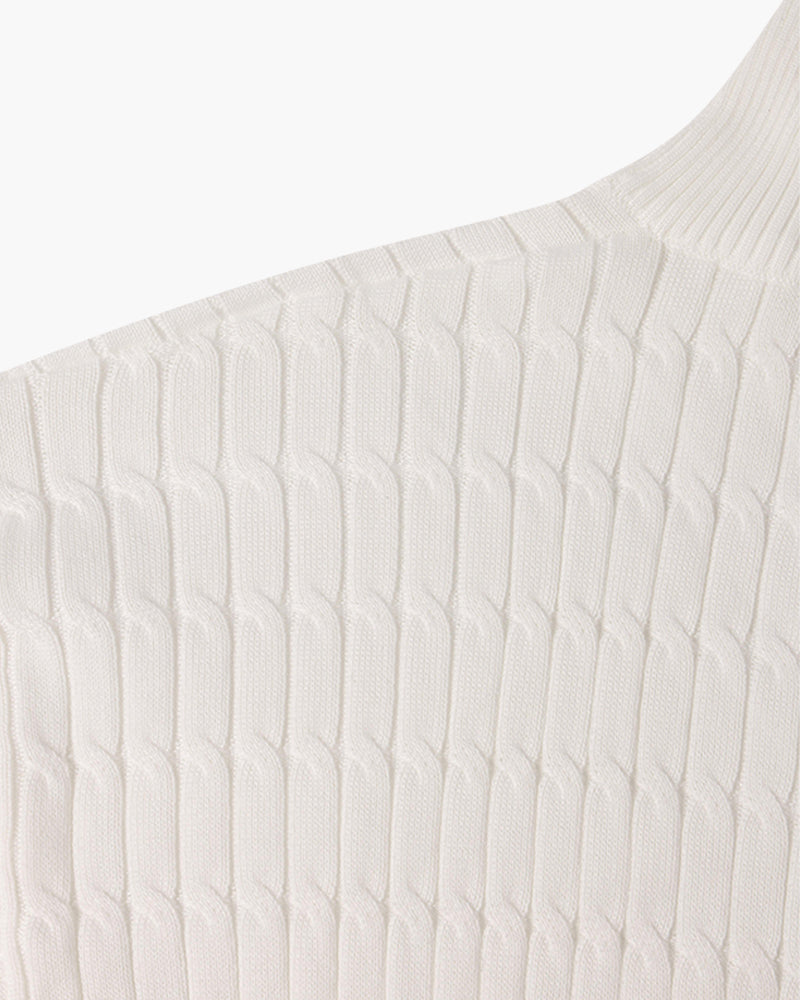 Gwangju – Men's Half Zip Sweater – Cable Knit – Gray 7