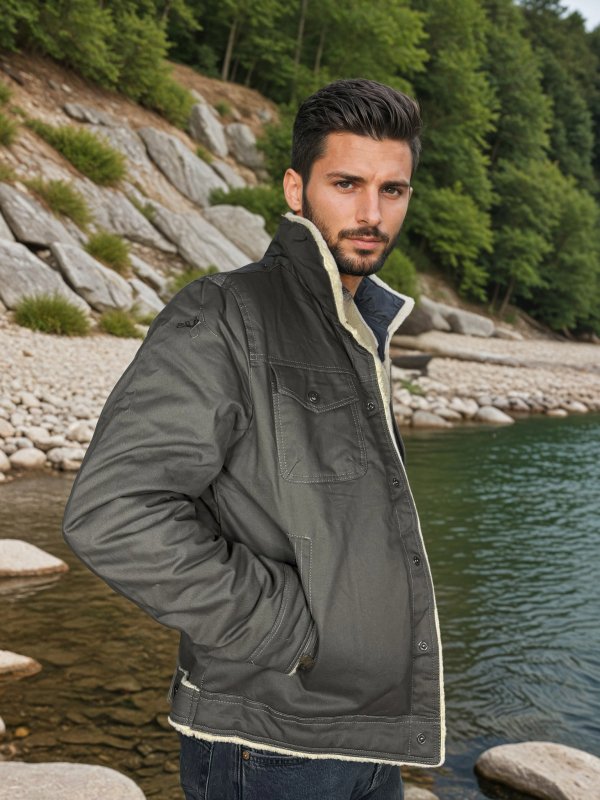H.D Huntsman – Midweight Polyester Jacket – Sherpa Lined – Black 10
