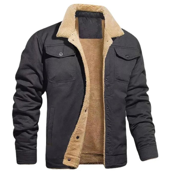 H.D Huntsman – Midweight Polyester Jacket – Sherpa Lined – Black 1