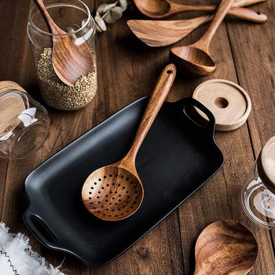 Handmade Wooden Cooking Utensils Set – Eco-Friendly Teak – Natural Finish – 7 Pieces – Kitchen Essentials 1