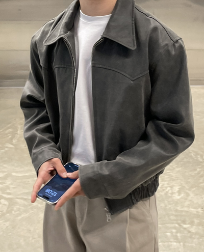 Havre – Cropped Leather Jacket – Premium Leather – Black 4