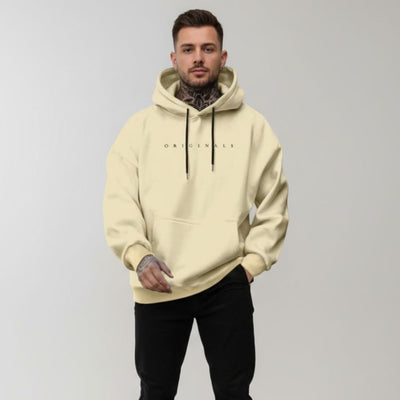 Isaac – Casual Hoodie – Soft Fabric – Black/Beige/Yellow 1