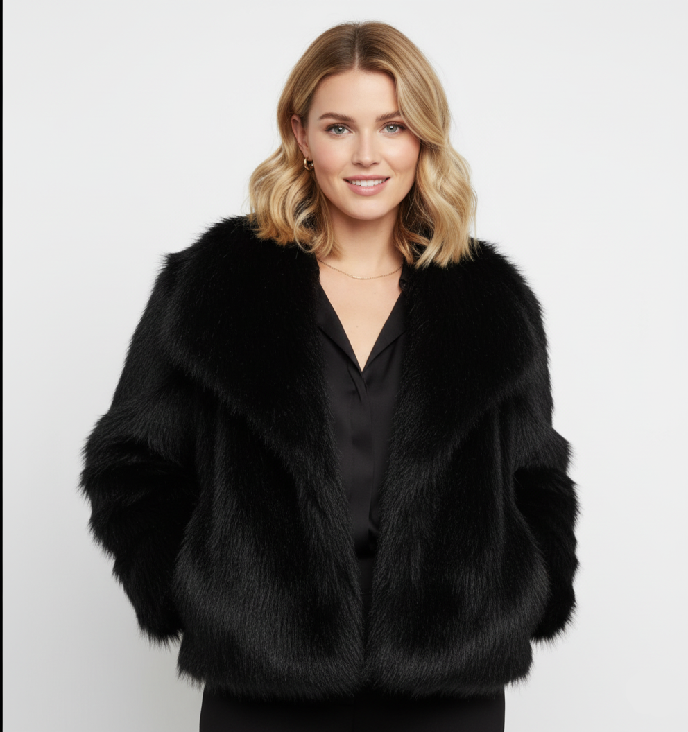 Jacobs – Premium Plush Padded Jacket – Faux Fur – Black 7