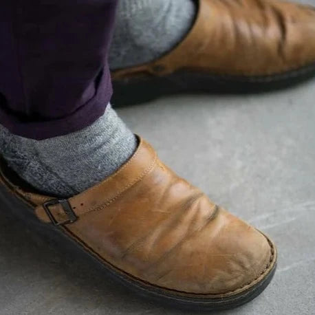 James – Orthopedic Leather Mens Slippers – Brown 4