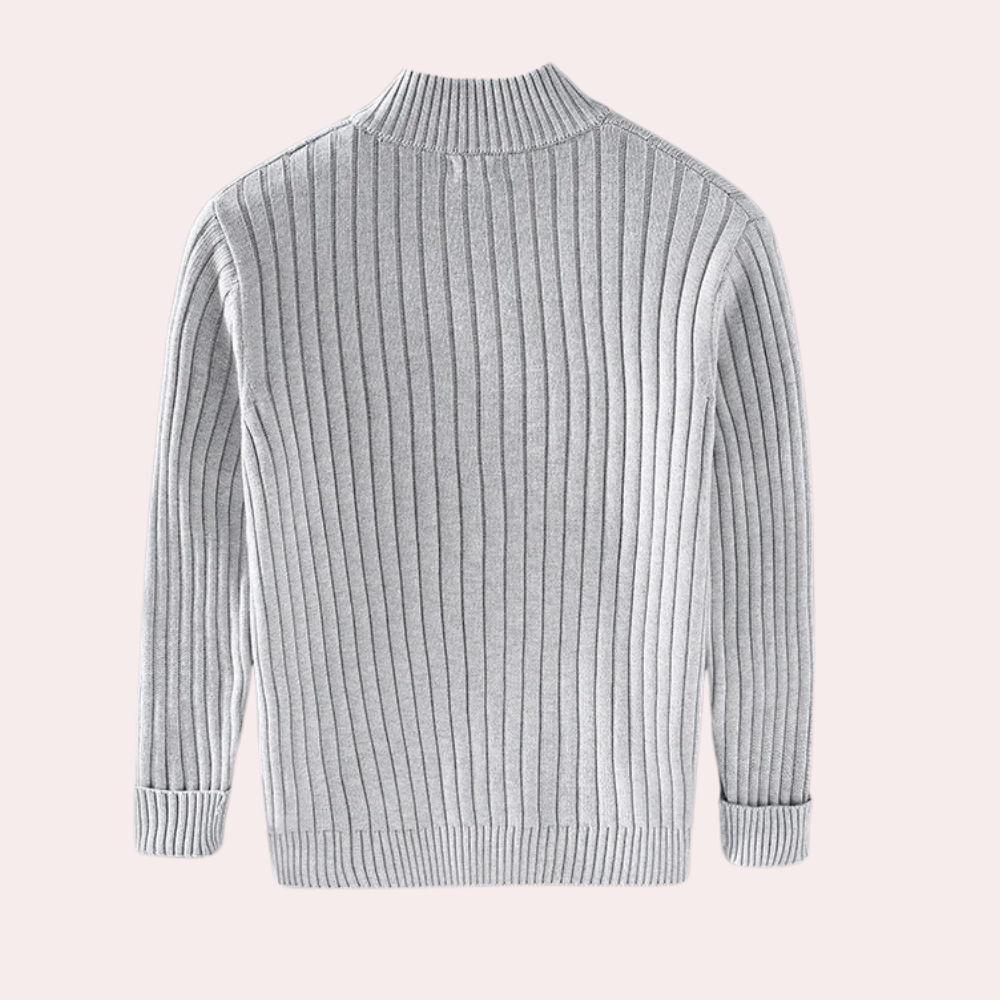 Janusz – Men's Zip Up Cardigan – Knitted – Gray/Black 1