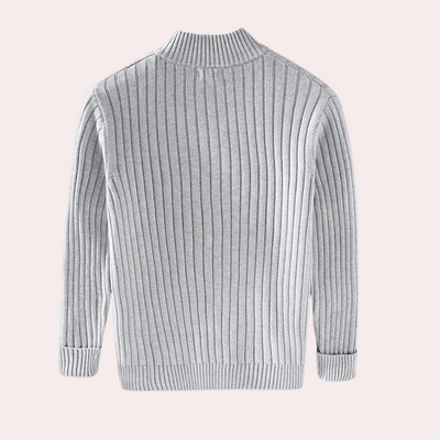 Janusz – Men's Zip Up Cardigan – Knitted – Gray/Black 1