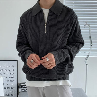 Jason – Men's Half Zip Sweater – Warm Fabric – Charcoal Gray 0