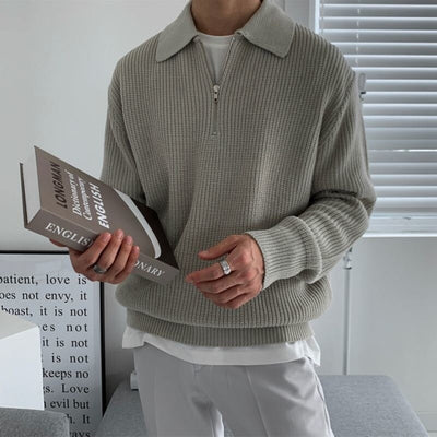 Jason – Men's Half Zip Sweater – Warm Fabric – Charcoal Gray 1