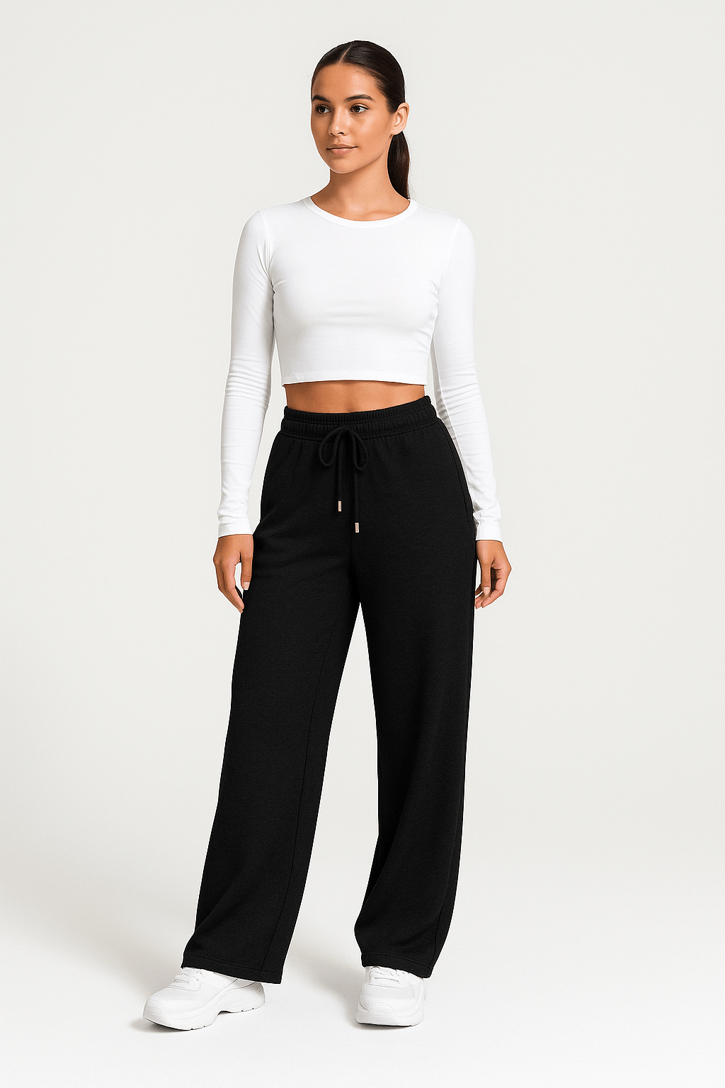 Juniper – Wide Leg Joggers – Soft Fabric – Black 2