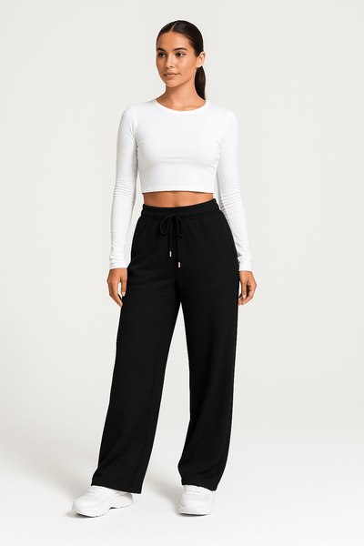 Juniper – Wide Leg Joggers – Soft Fabric – Black 2