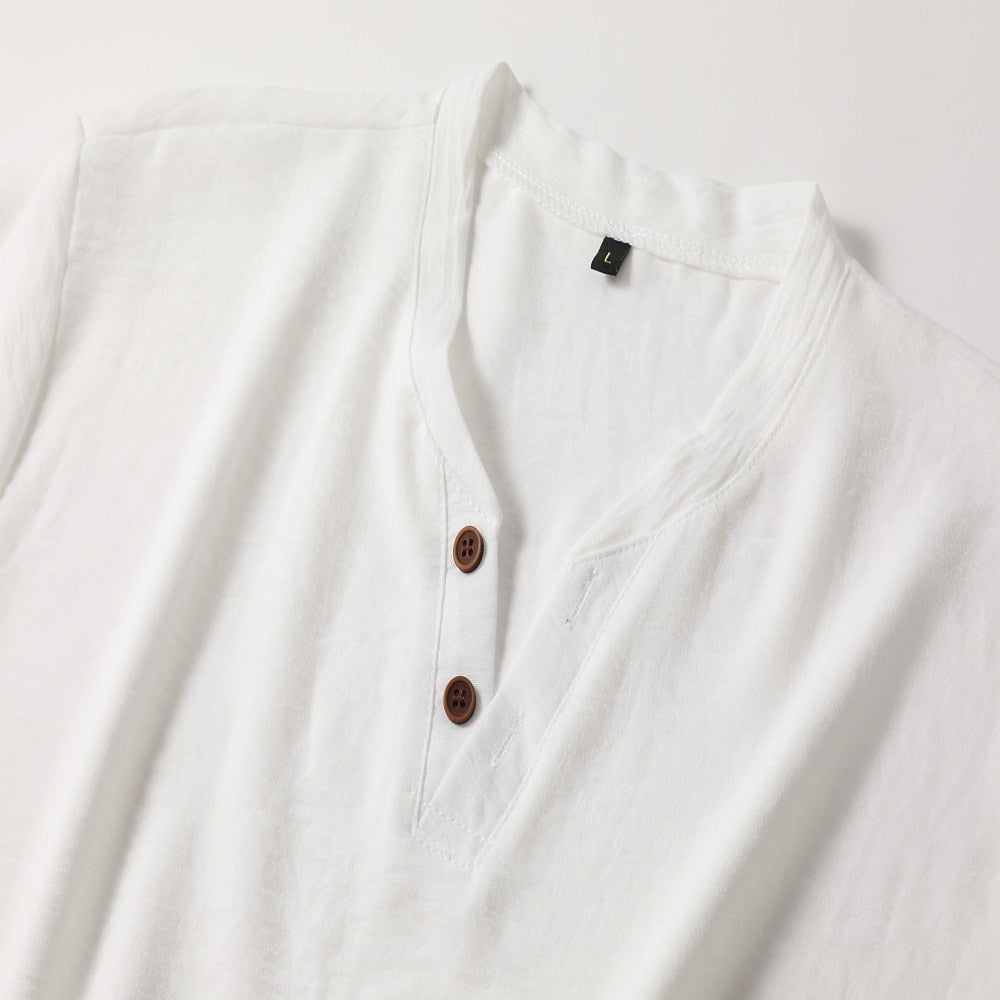 Kasper – Men's V-Neck Shirt – Soft Fabric – White 1