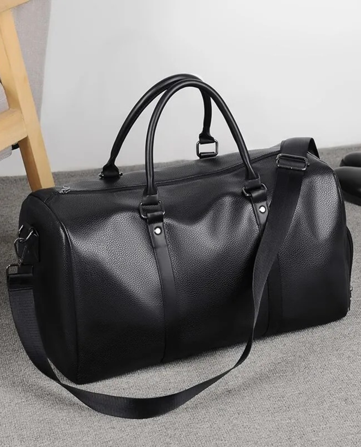 Kea – Full Grain Leather Duffle Bag – Black/Brown 3