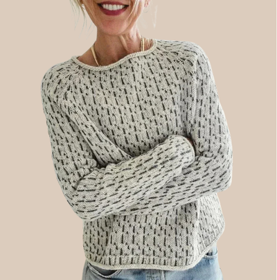 Kristine – Textured Knit Sweater – Relaxed Fit – Beige 0