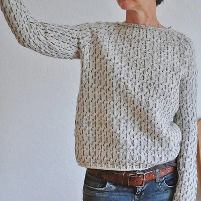 Kristine – Textured Knit Sweater – Relaxed Fit – Beige 3