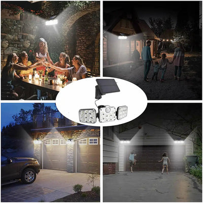 LED Solar Motion Sensor Light – 3 Heads – Weatherproof – Black – GardenBrite 3