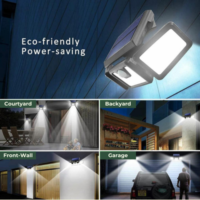LED Solar Motion Sensor Light – 3 Heads – Weatherproof – Black – GardenBrite 4