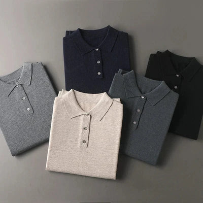 Lawrence – Cashmere Long Sleeve Polo Shirt – Black 2