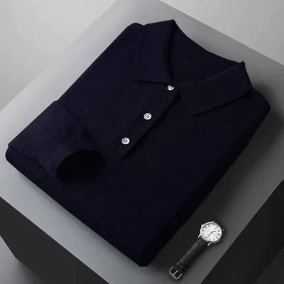 Lawrence – Cashmere Long Sleeve Polo Shirt – Black 5