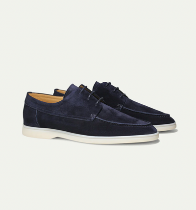 Layla Fashion – Men's Suede Loafers – Lace-Up Design – Navy Blue 1