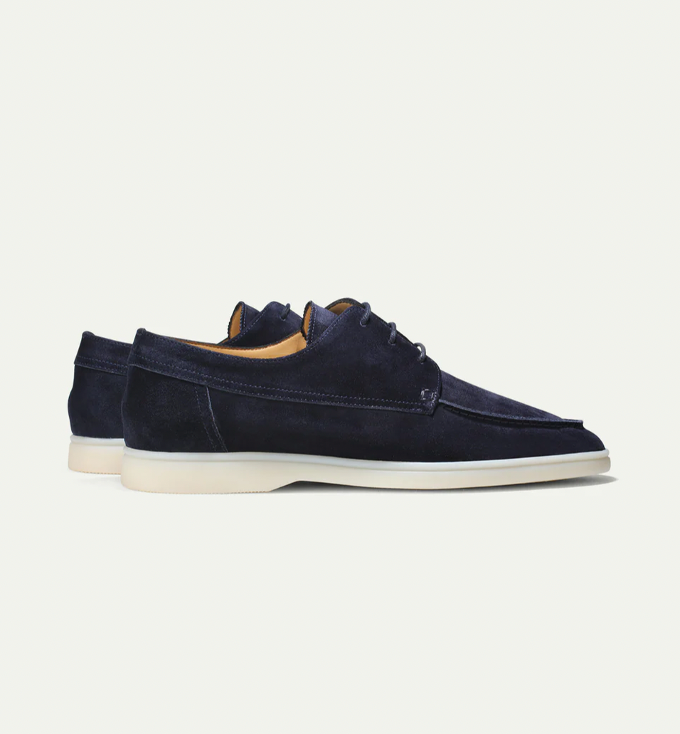 Layla Fashion – Men's Suede Loafers – Lace-Up Design – Navy Blue 2