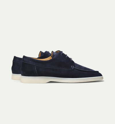 Layla Fashion – Men's Suede Loafers – Lace-Up Design – Navy Blue 2