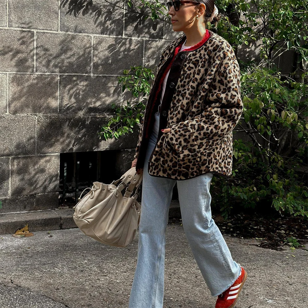 Leah – Leopard Print Jacket – O-Neck Style 1