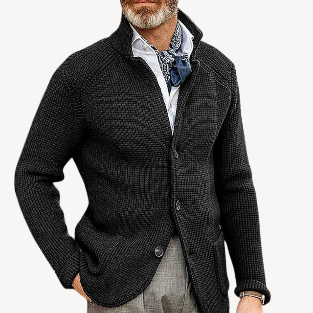 Loravelle – Men's Cardigan – Knitted Wool – Classic Gray 0